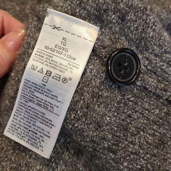 Banana Republic Novelty Tweed Heathered Charcoal Gray Button front Cardigan | XL - Picture 11 of 13